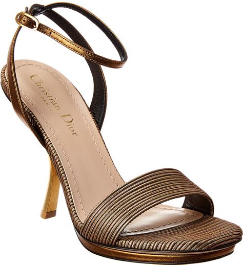 DIOR D SCULPTURE ANKLE WRAPPED SANDAL IN BRONZE